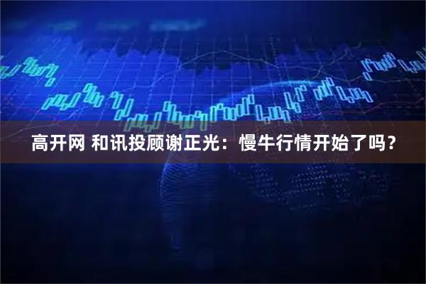 高开网 和讯投顾谢正光：慢牛行情开始了吗？